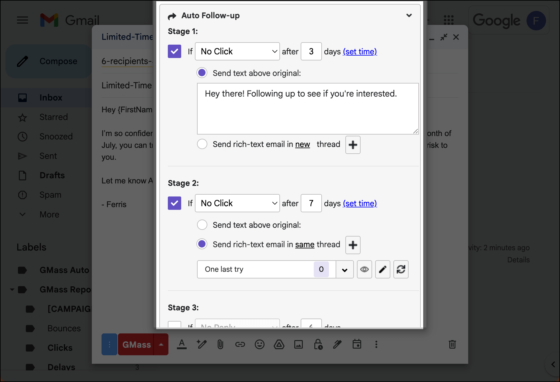 Auto follow-ups in GMass