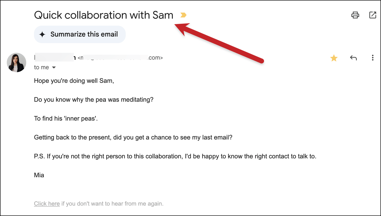 Just including someone's first name as a mail merge subject lines example