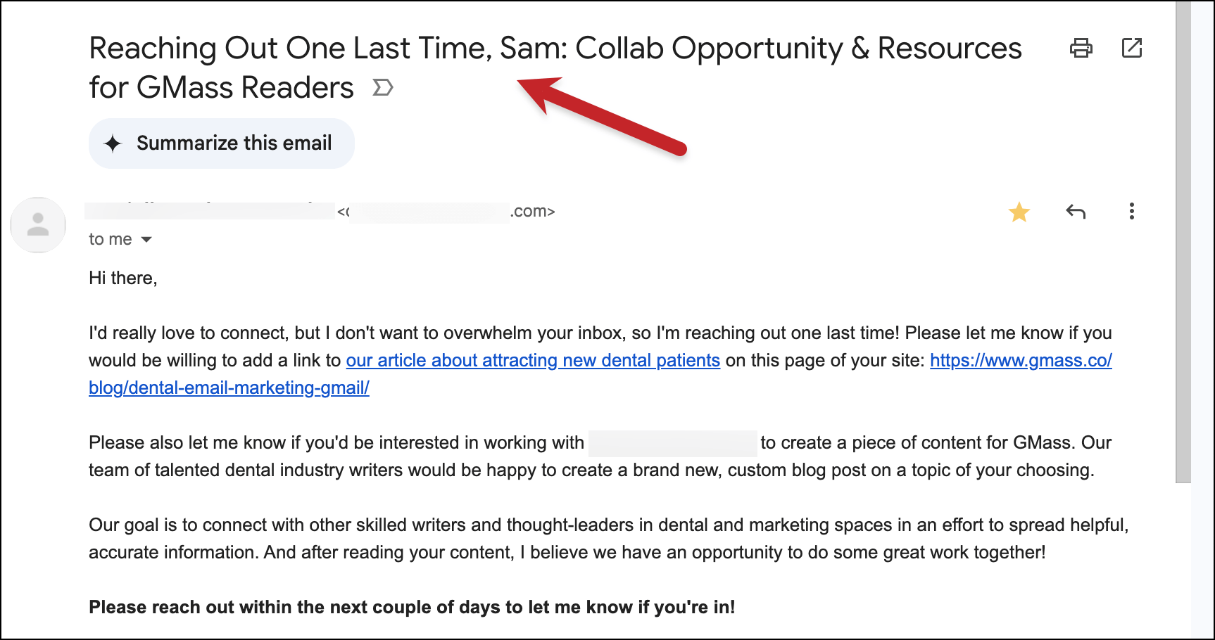 An overly long mail merged subject line