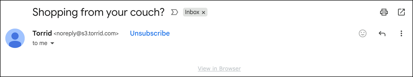 A casual subject line example