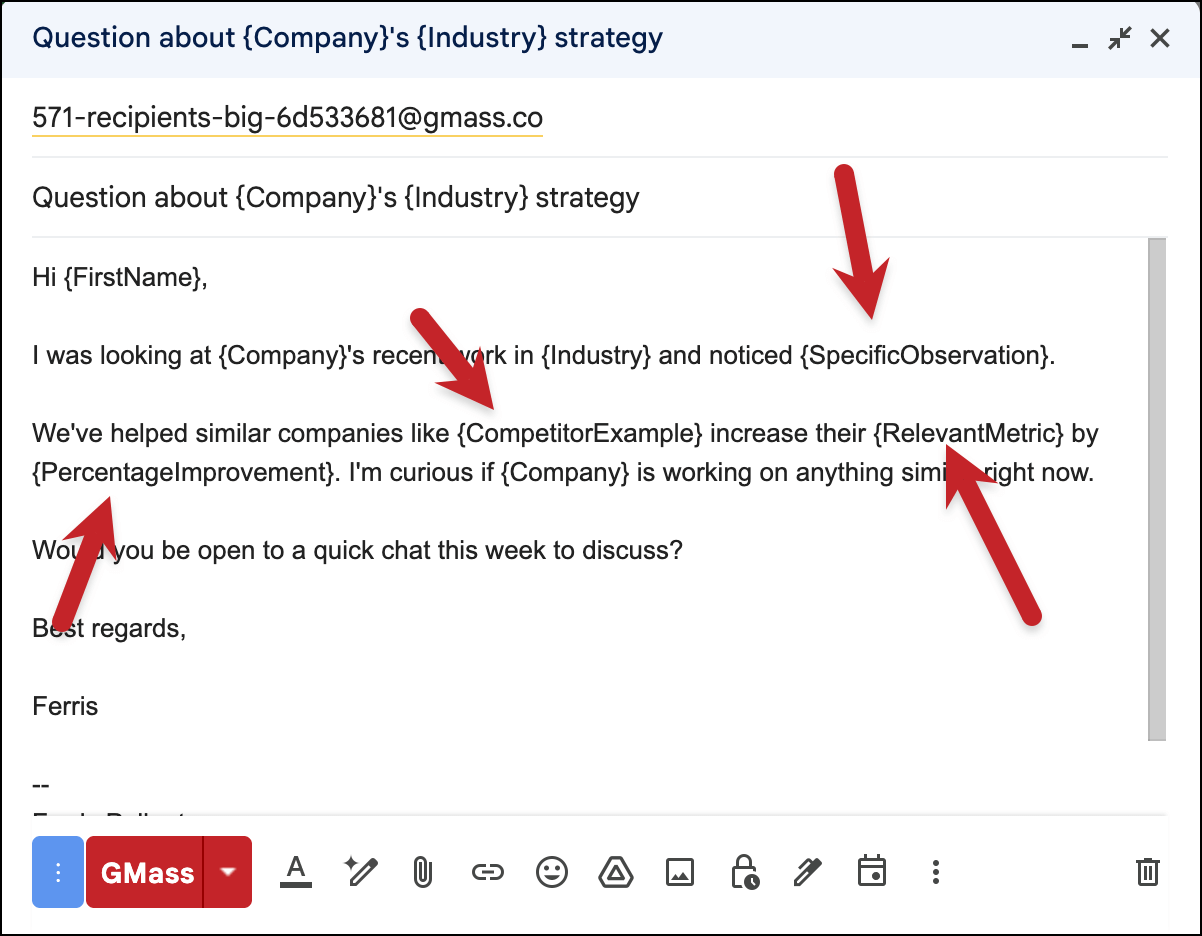 Using mail merge tags where they add value