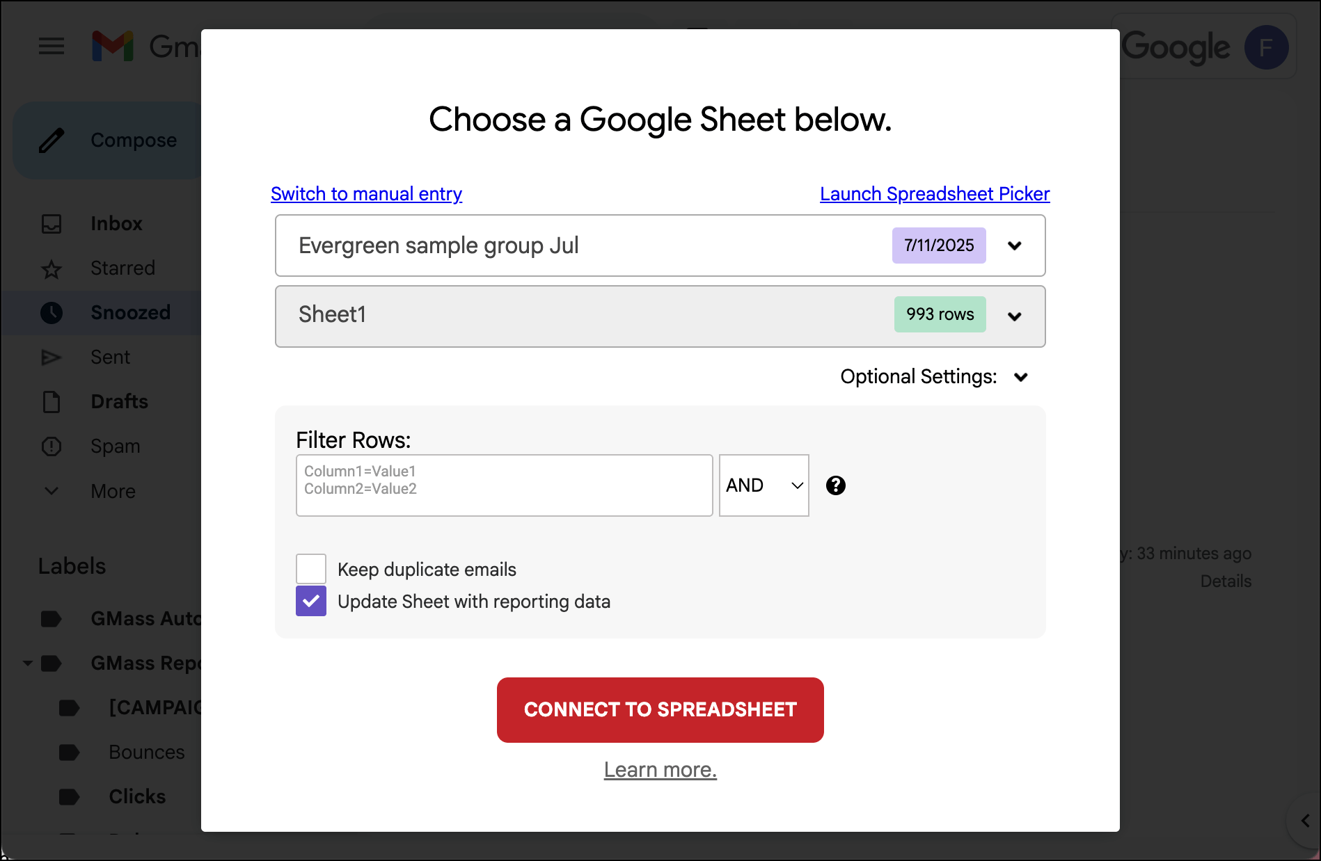 Connect your Google Sheet to your campaign