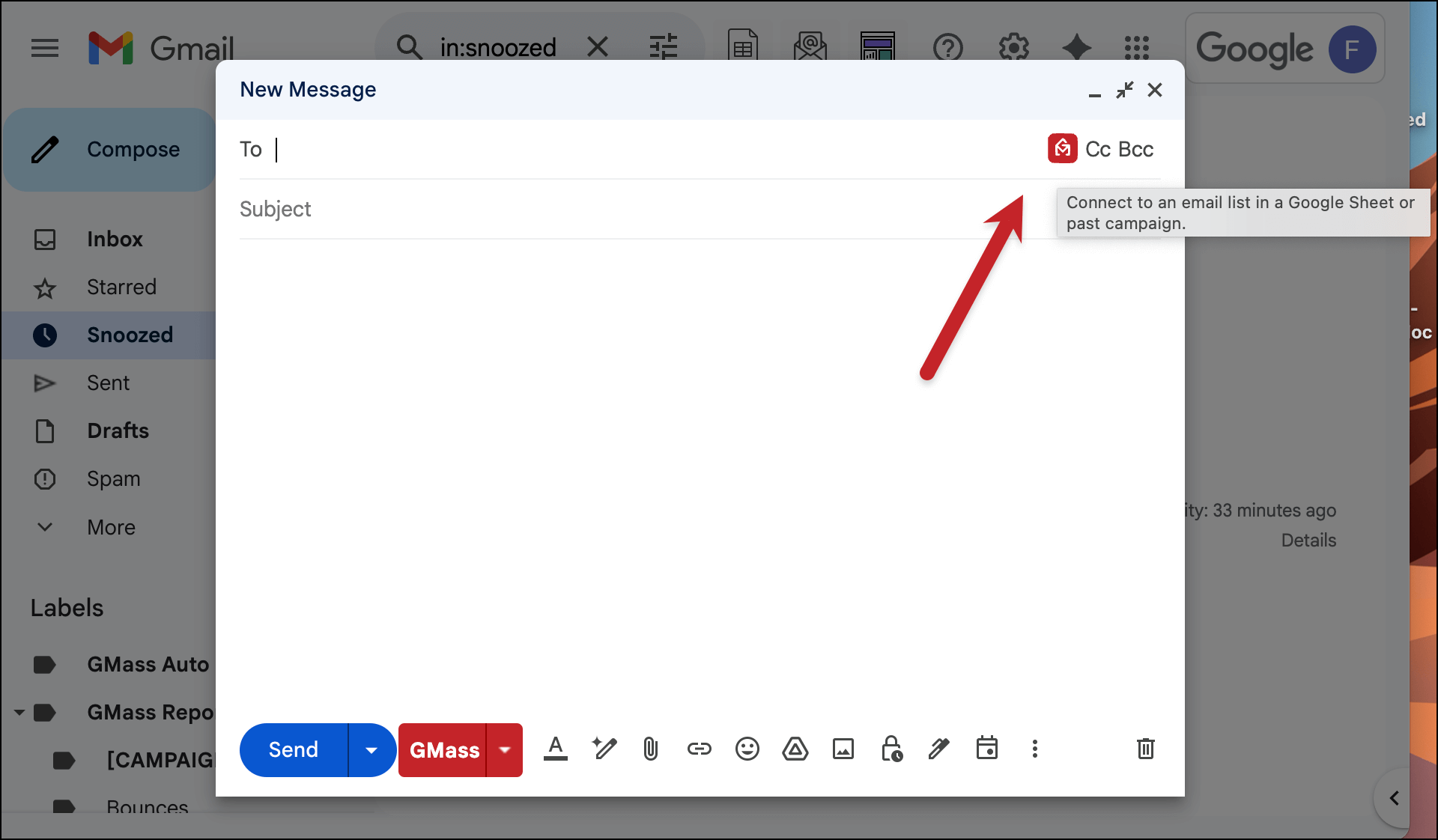 See the new GMass button in your compose window