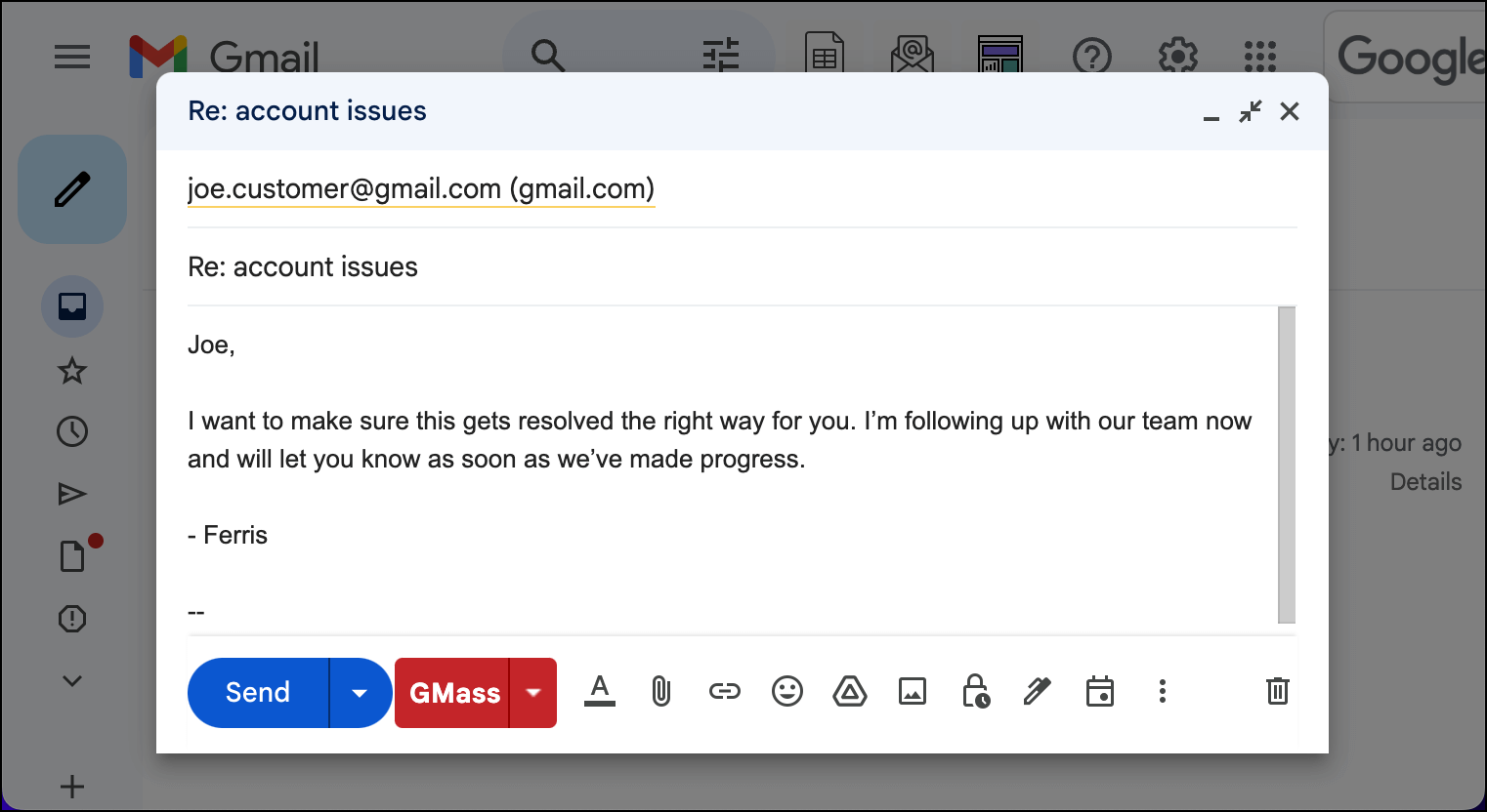 Making sure it gets resolved right away