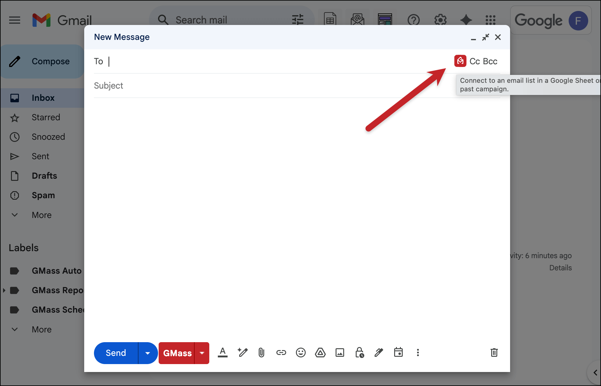 Click the icon to connect your Googl eSHeet