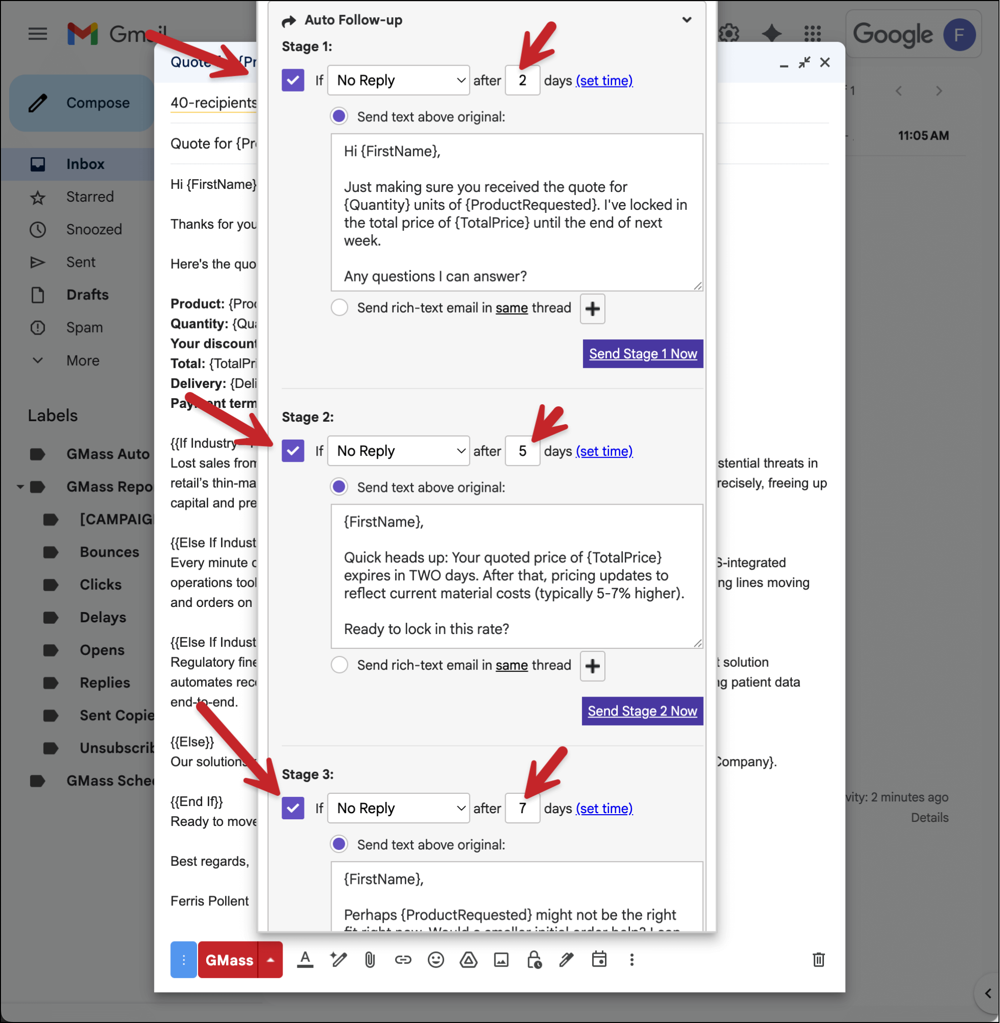 Create auto follow-ups