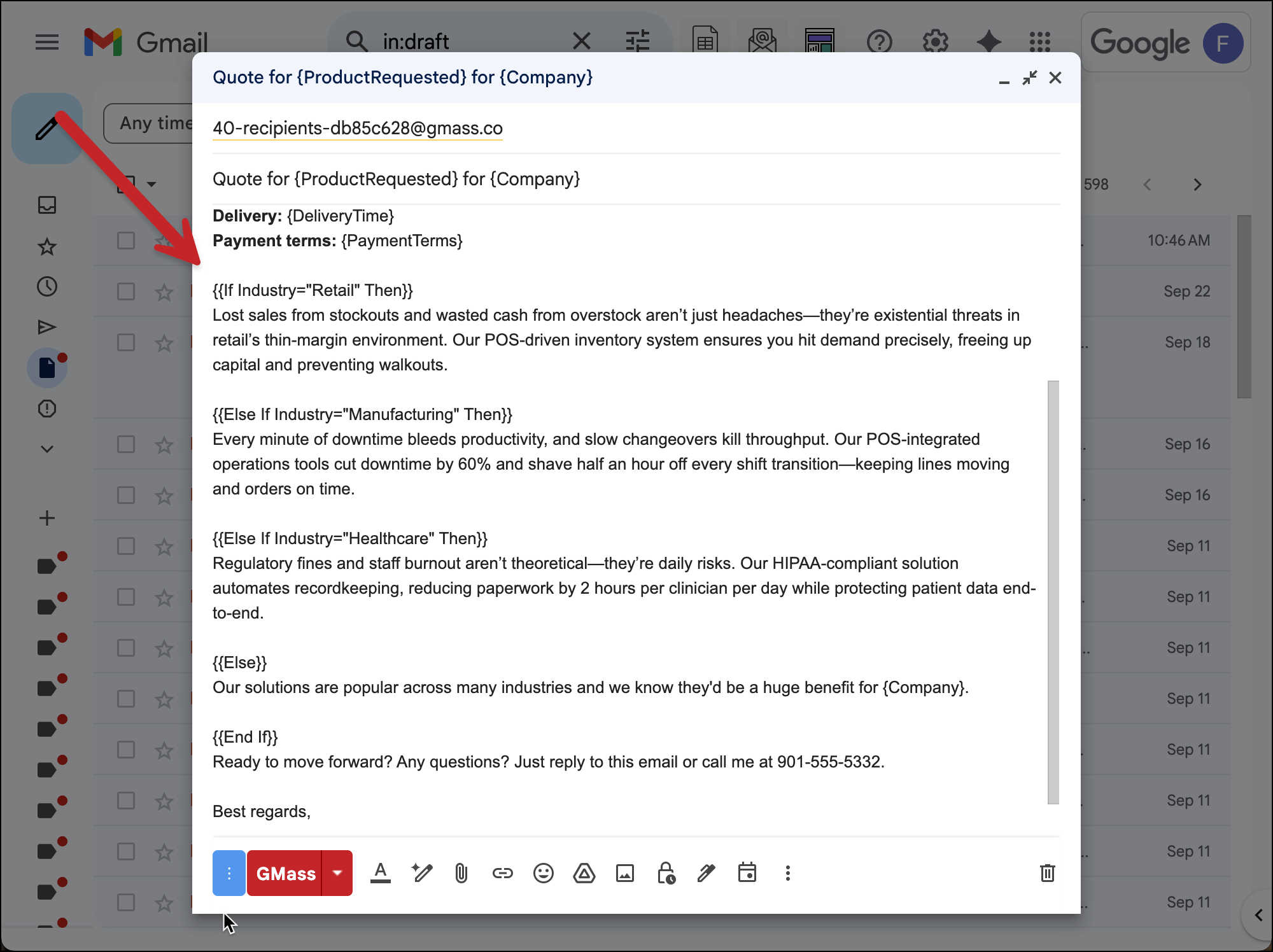 Using conditional content in GMass