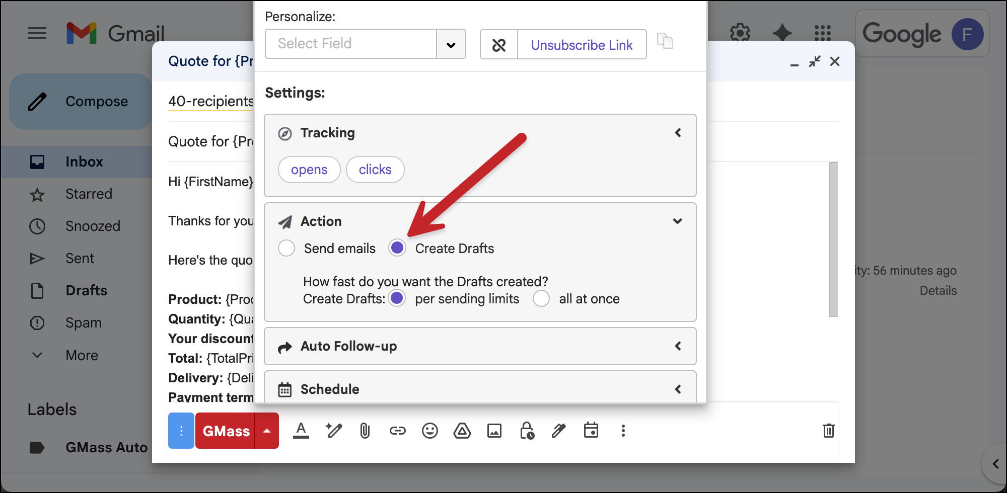 Create drafts to preview messages