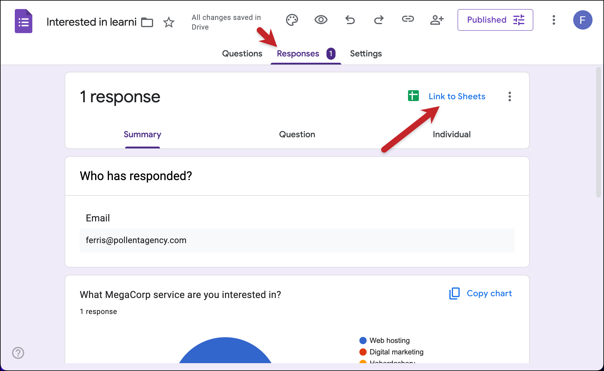 Link your form to Google Sheets