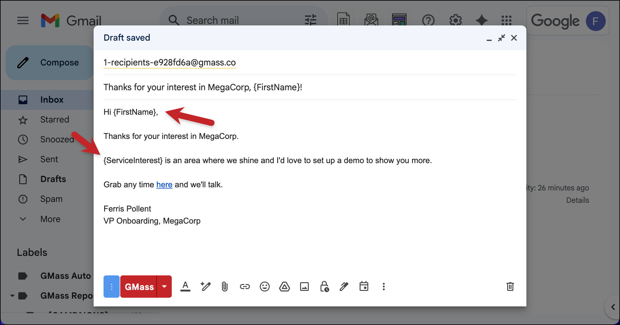 Use mail merge tags