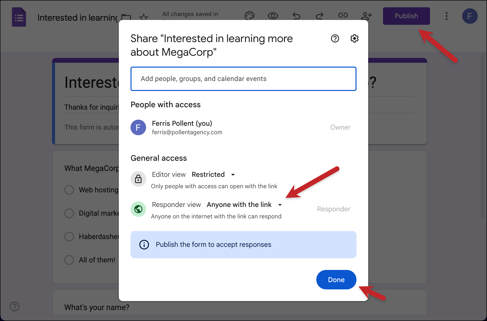 Publish your Google Form