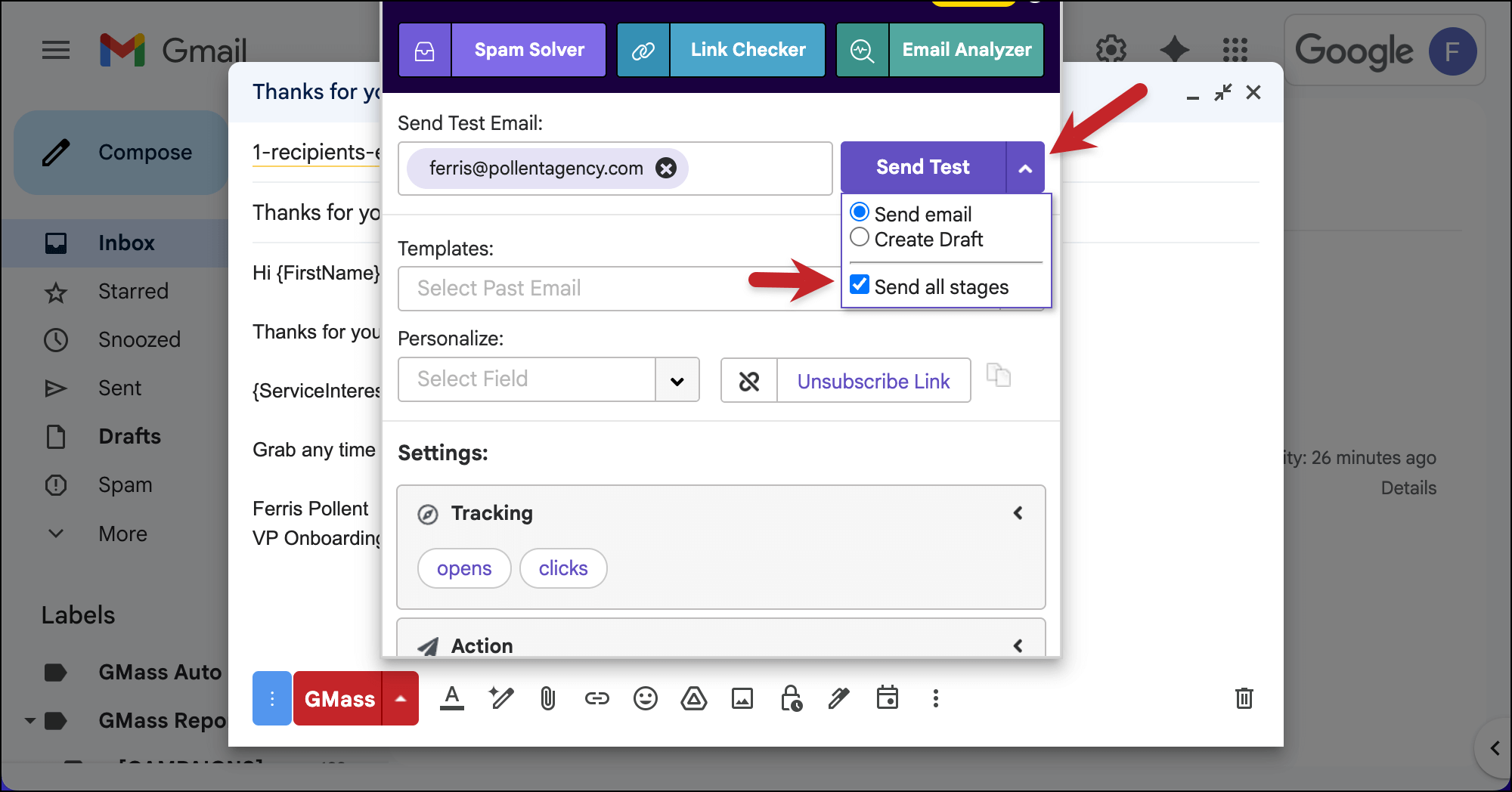 Send yourself a test of the sequence
