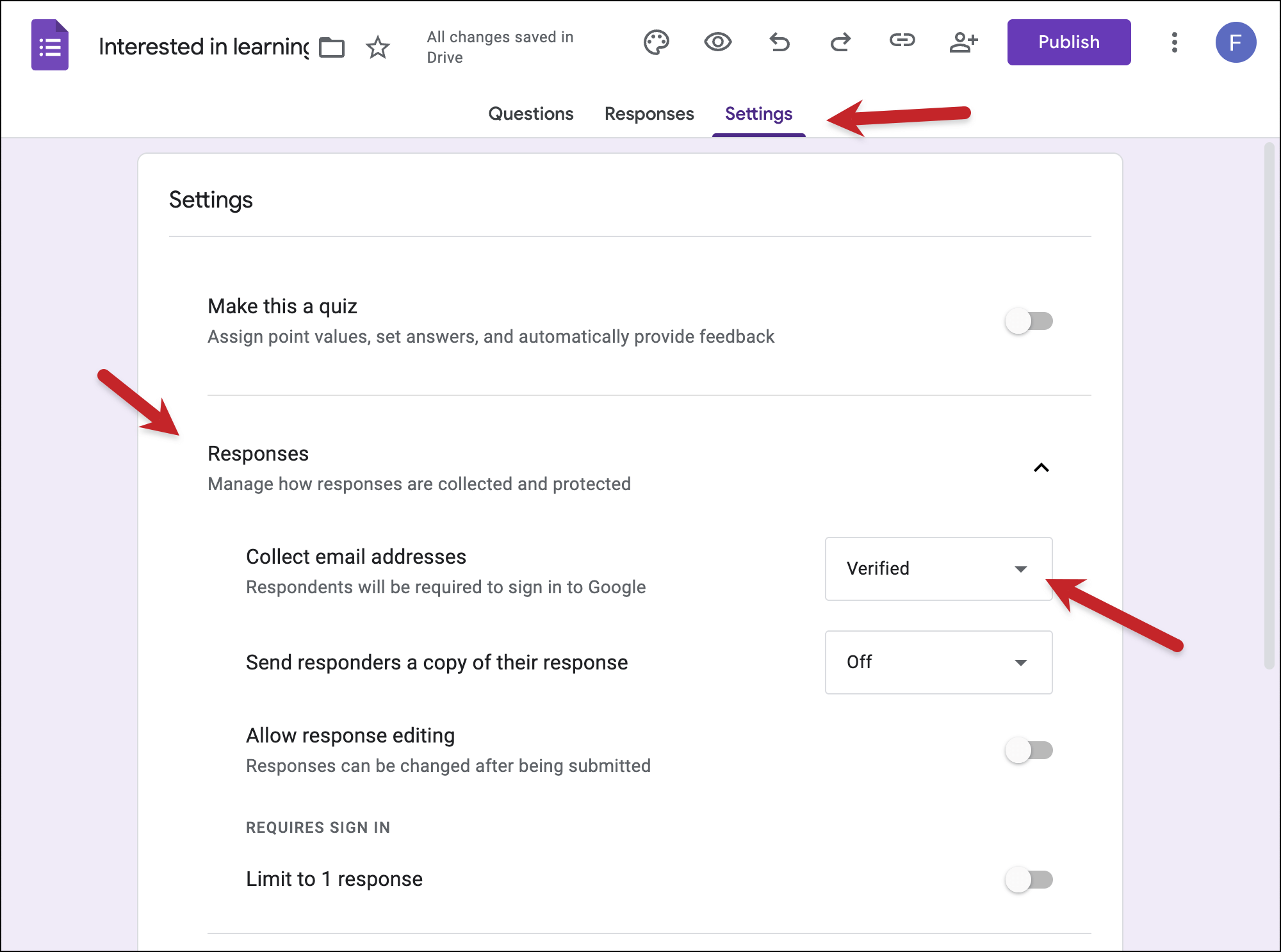 Automatically collect email addresses in your Google Form