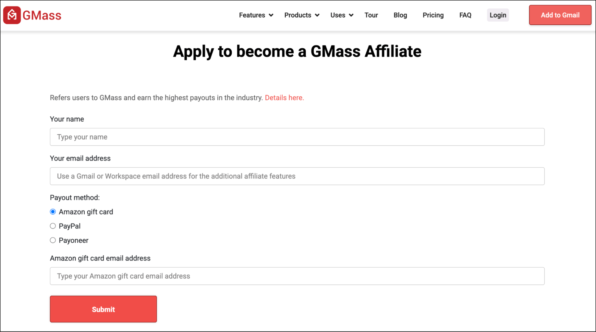 The short application