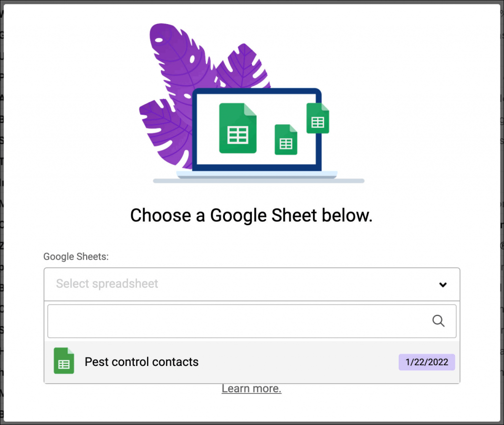 How to choose a Google Sheet for a Gmail mail merge.