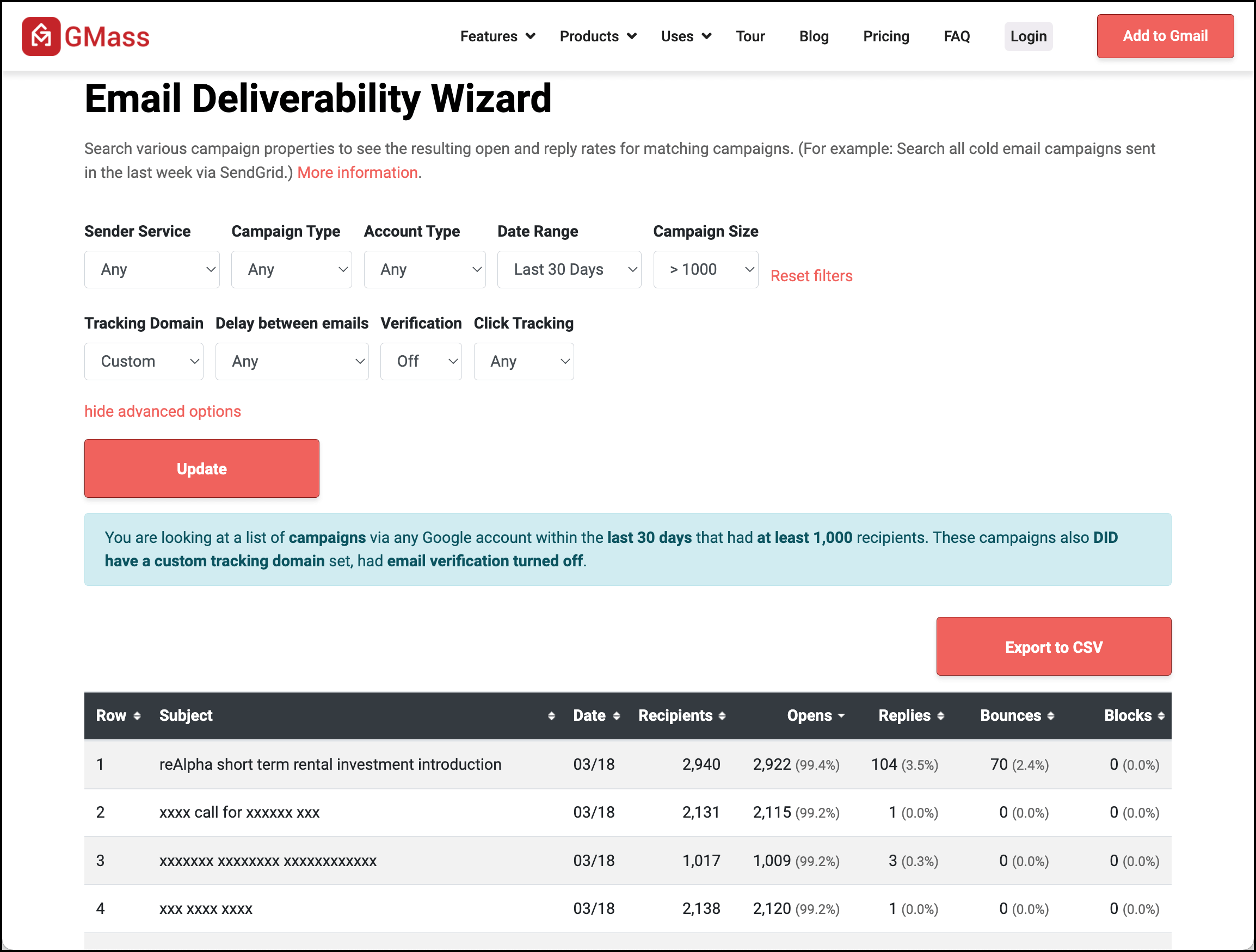 Search other email success rates with the Email Deliverability Wizard
