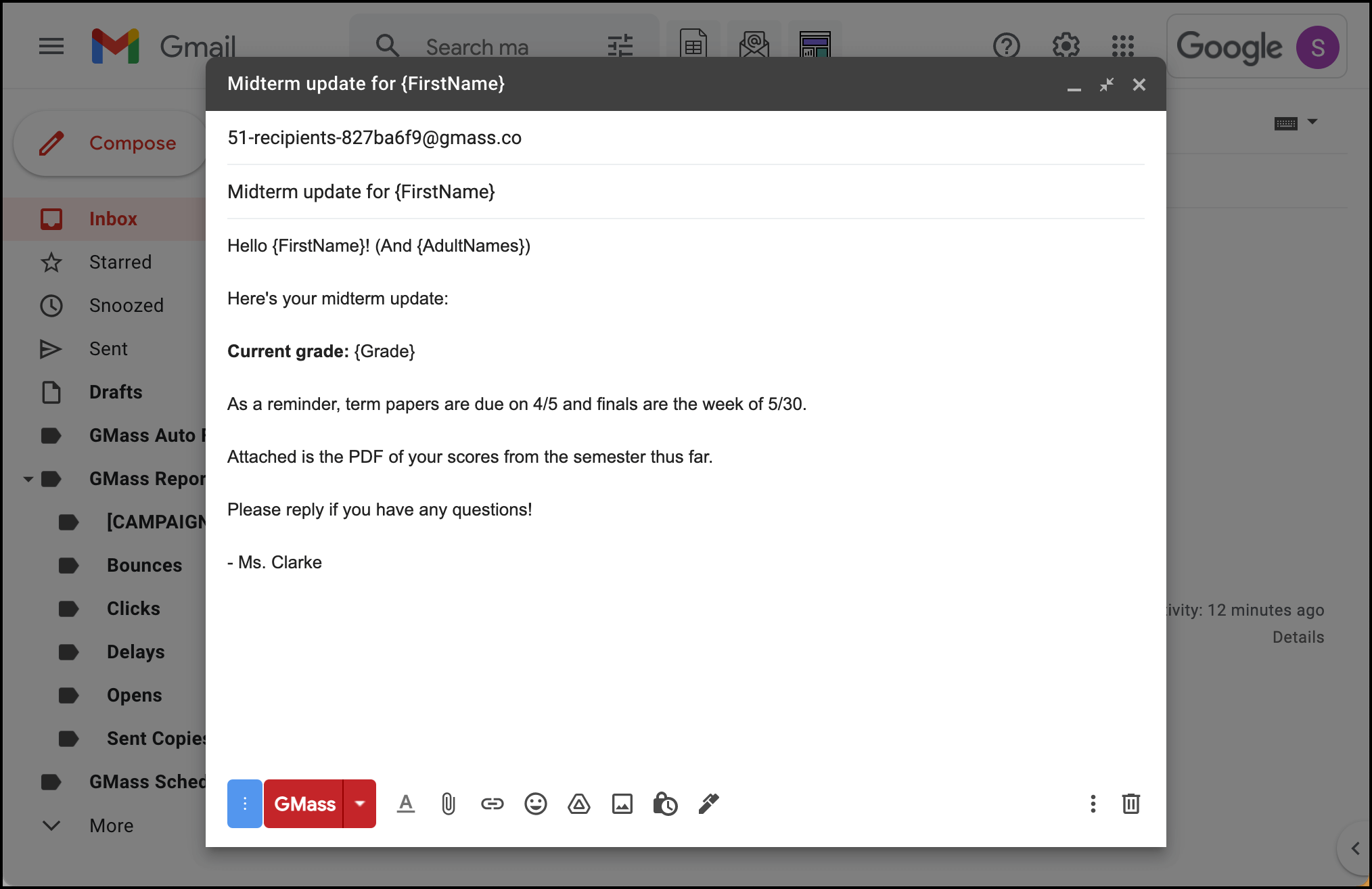 Write your outreach email in Gmail, just like a regular email.