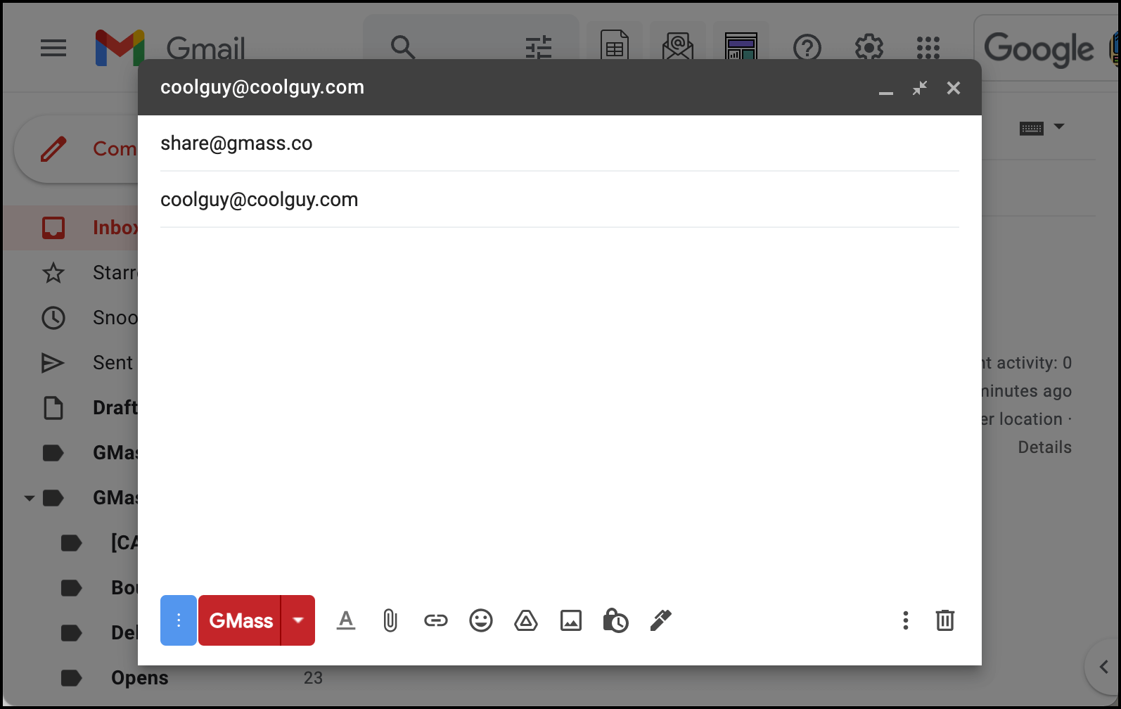 Setting up report sharing in Gmail