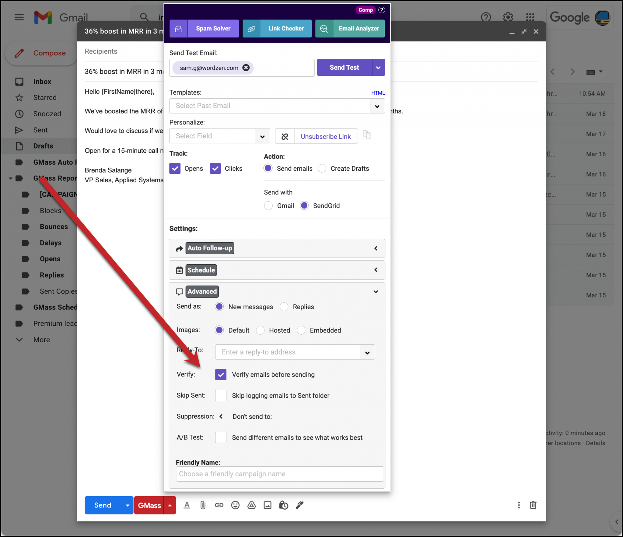 link to email address verification