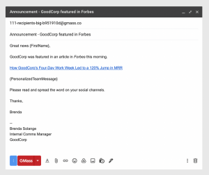 Internal communications email - easy, personalized messages in Gmail