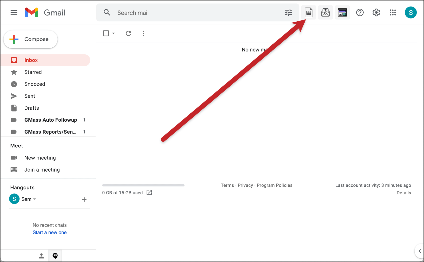 Connect GMass to Google Sheets button