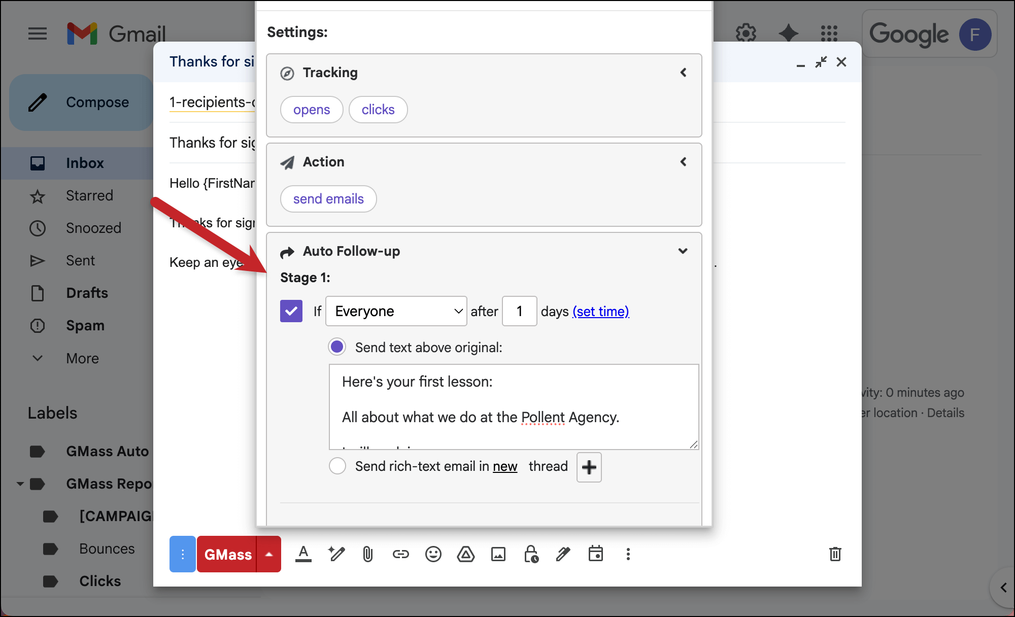 Set up your first follow-up