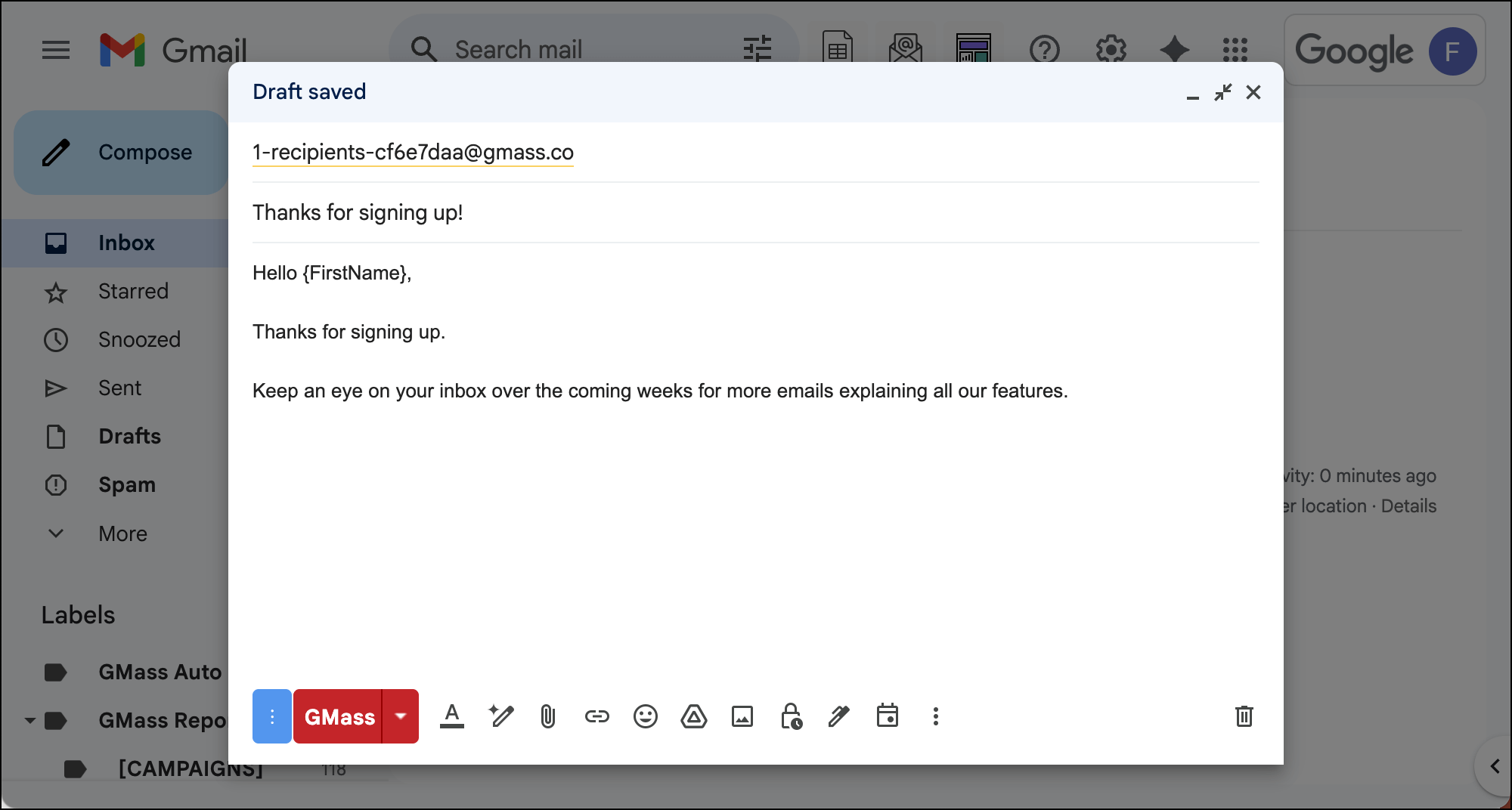 Create the initial email in the sequence