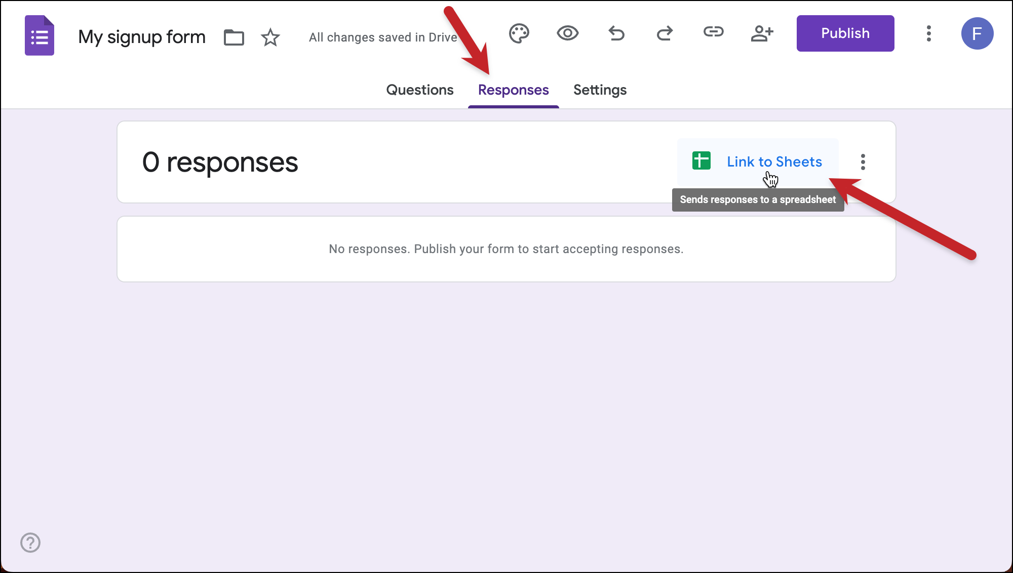 Save form responses to a Google Sheet