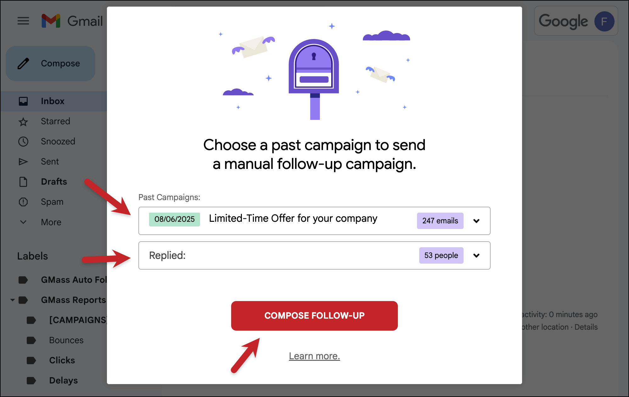 Choose your past campaign and the behavior