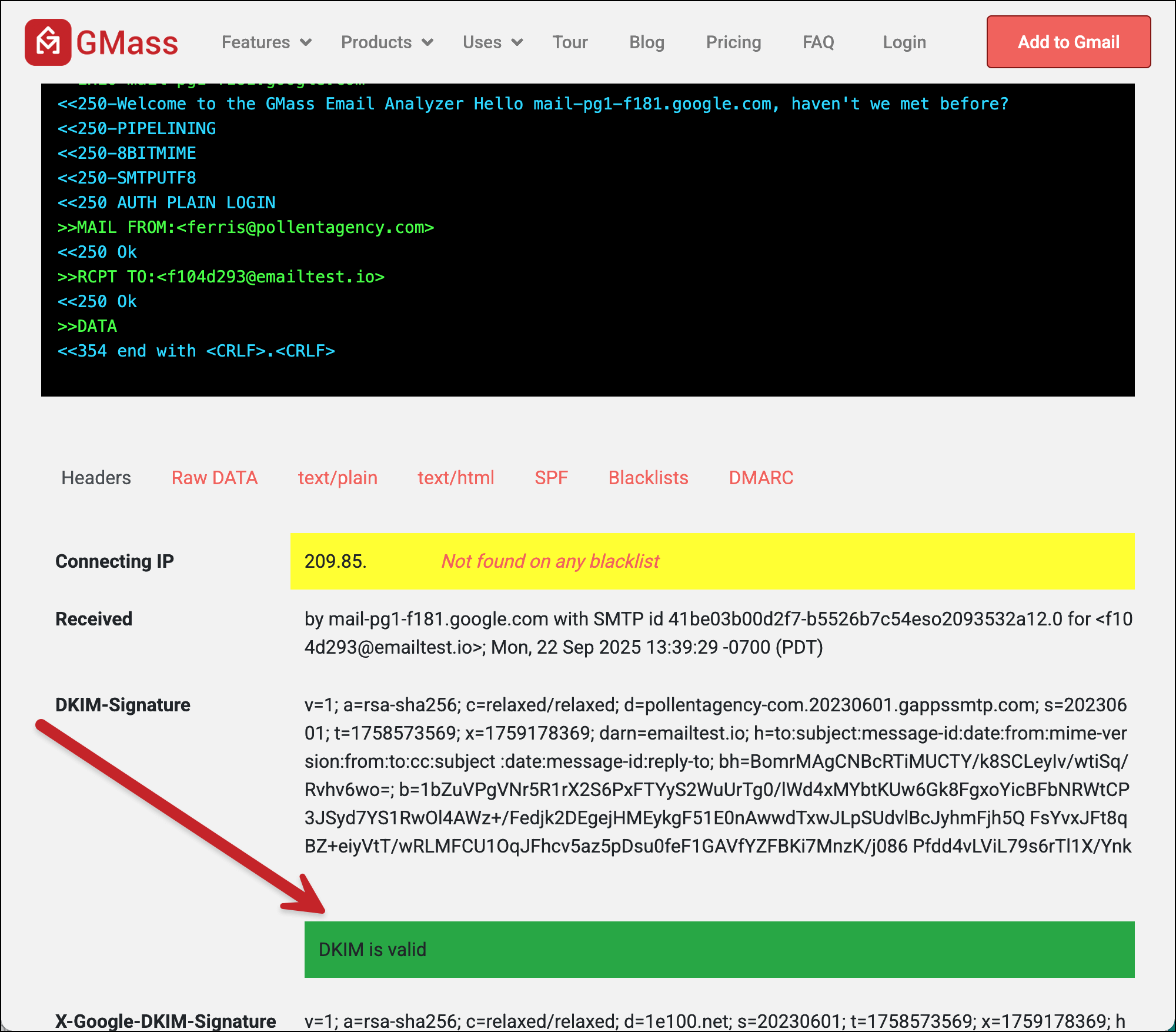 See whether or not DKIM is valid