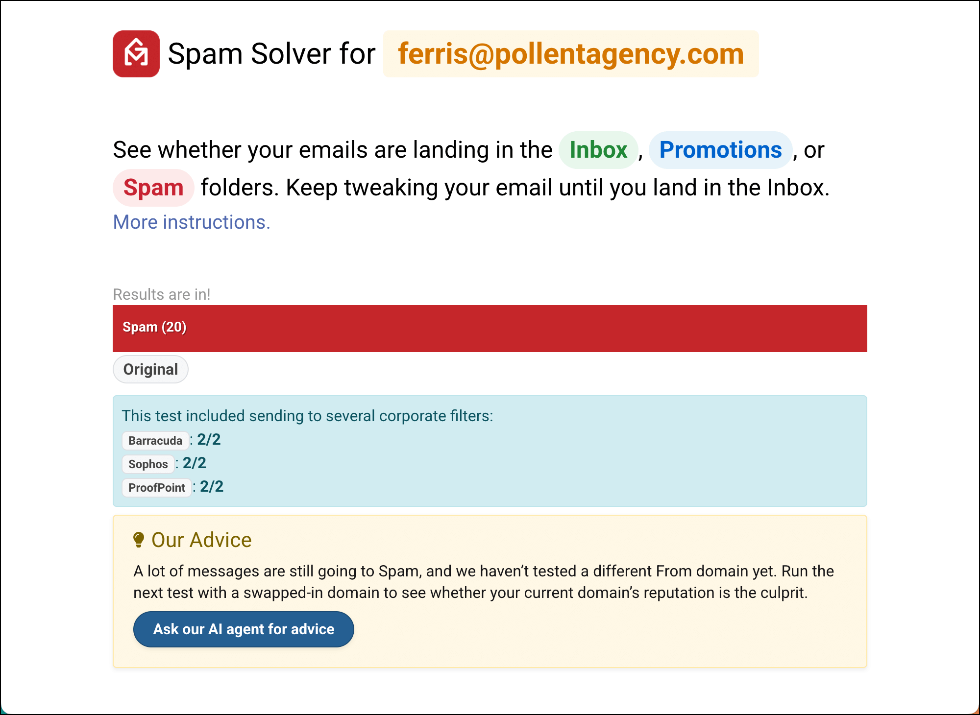 Check your first Spam Solver results