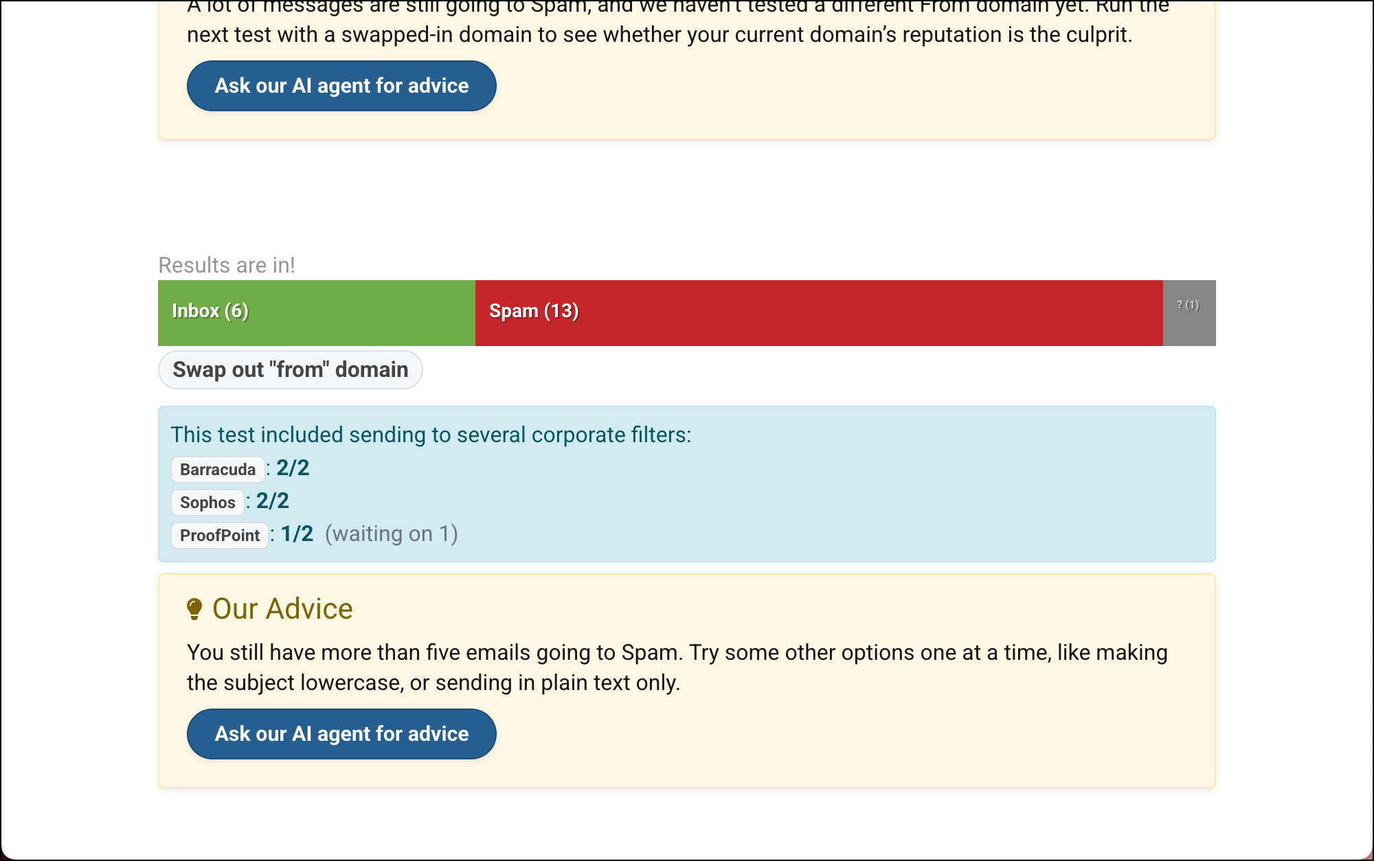 Second Spam Solver test results