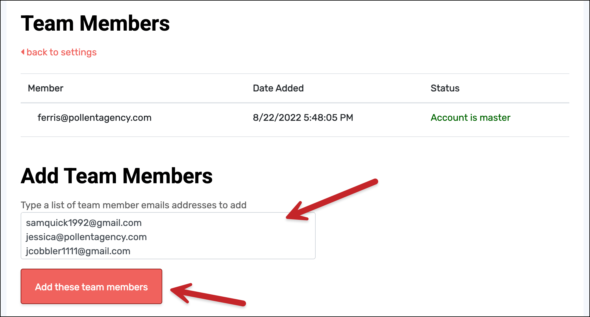 Add team members to the field