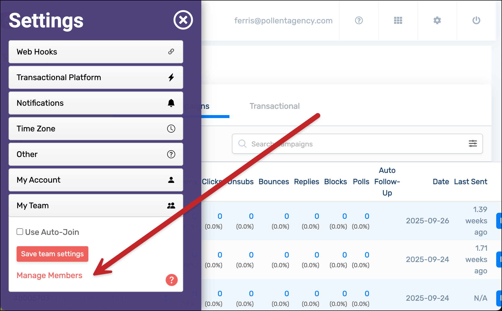 Click on the Manage Members link