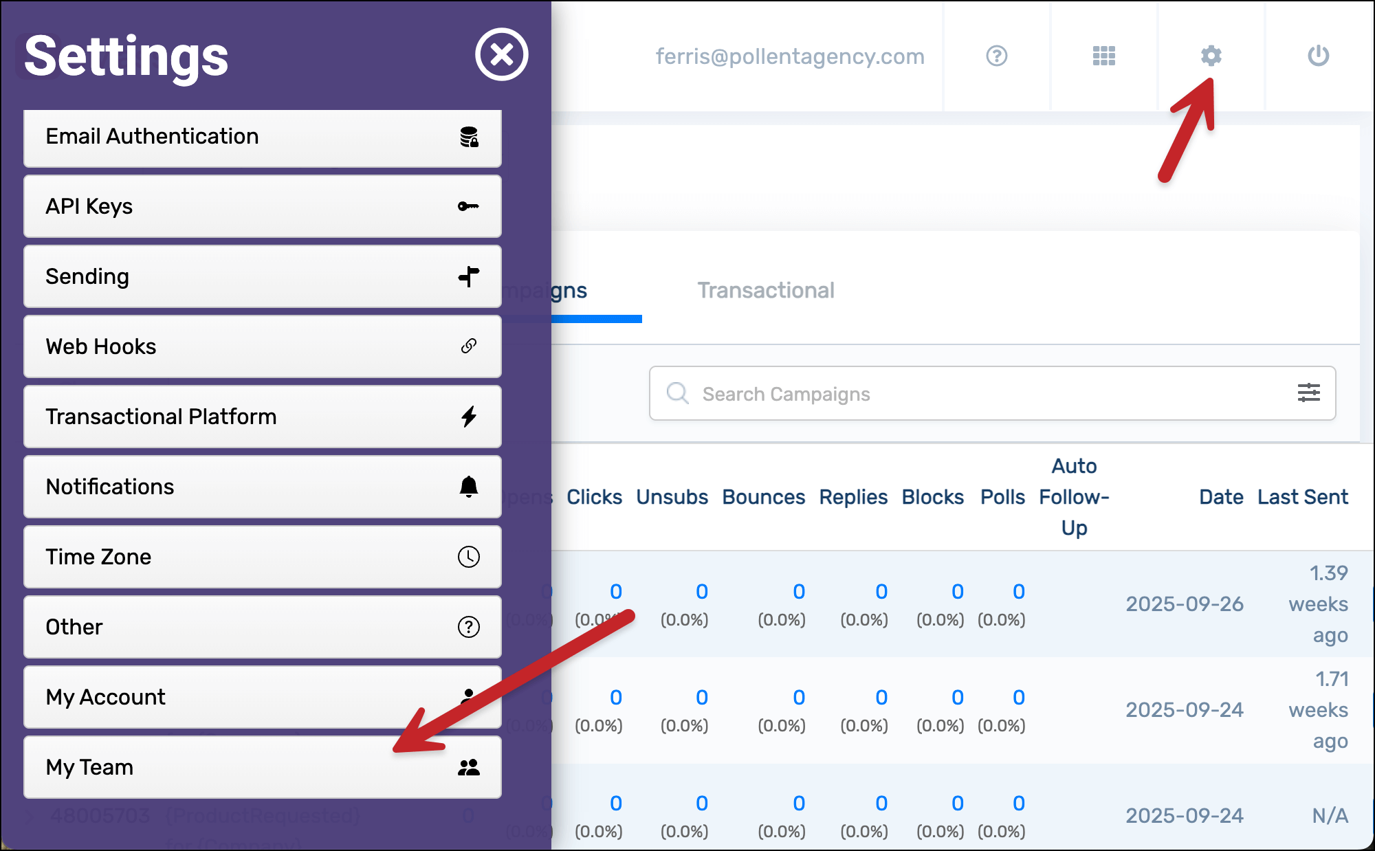 Go to the My Team section