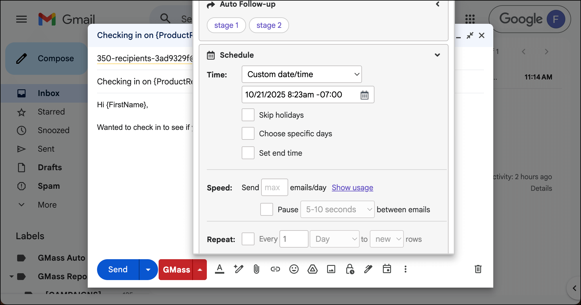 Scheduling the campaign for a future time